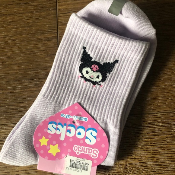 Only 1 Pair Left! KUROMI-NWT Purple Crew Socks - Picture 2 of 7